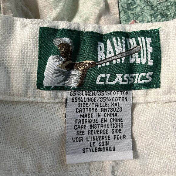 Vintage Raw Blue Classics Baseball Shorts Mens XXL Linen Blend White 90s #17 - Picture 7 of 10